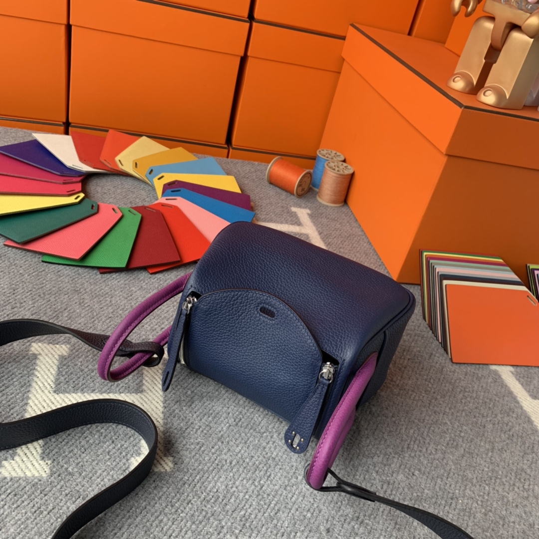 에르메스 미니 린디백 사파이어블루 퍼플 블랙